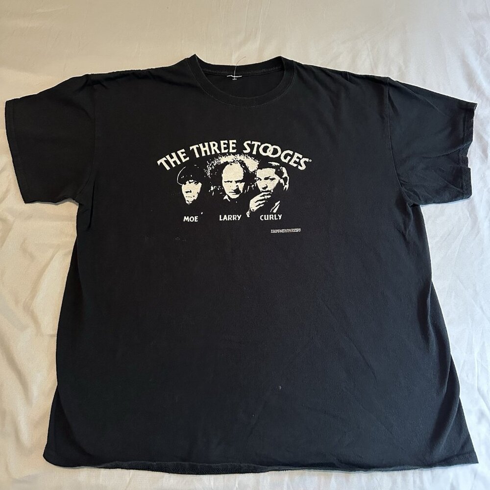 Three Stooges Funny Retro Graphic T-Shirt Oversized Larry Moe Curly Black Sz L